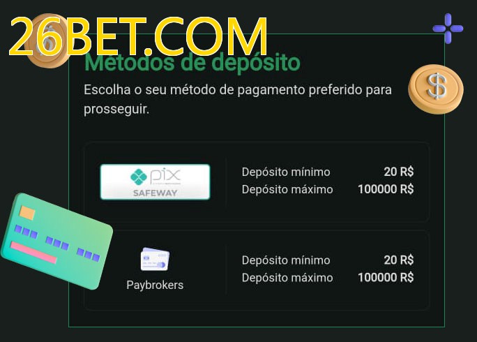 O cassino 26BET.COMbet oferece uma grande variedade de métodos de pagamento